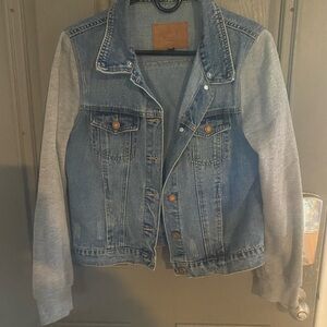 BKE Blue Denim Jacket with Gray Sleeves